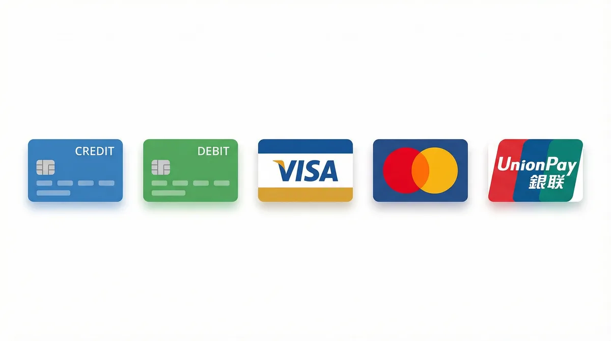 看片支持的支付方式图标-信用卡借记卡银联维萨万事达